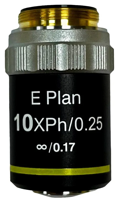 Объектив фазовый планахроматический Levenhuk 10x/0,25, беск/0,17,  1
