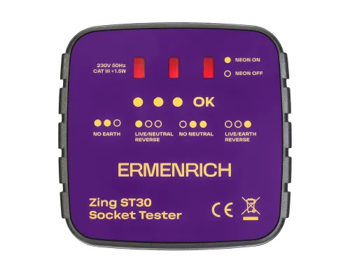Тестер розеток Ermenrich Zing ST30,  2