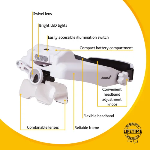 Лупа налобная Levenhuk Zeno Vizor H7,  15