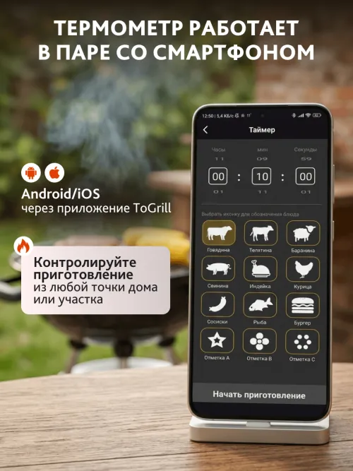 Термометр для мяса Levenhuk Wezzer Grill BT20,  20
