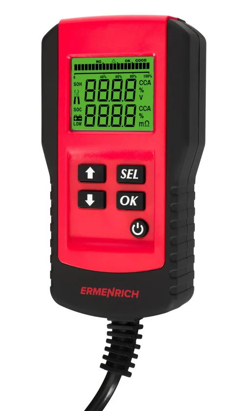 Тестер аккумуляторный Ermenrich Zing AL45, красный,  2