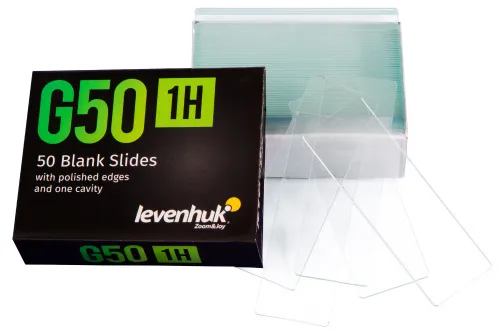 Стекла предметные с лункой Levenhuk G50 1H, 50 шт.,  2