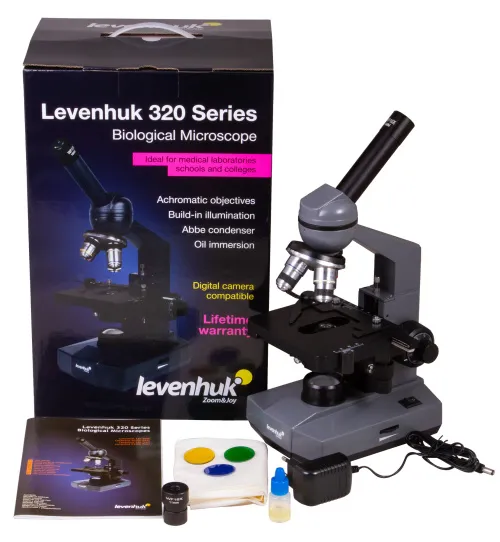 Микроскоп Levenhuk 320 PLUS, монокулярный,  2