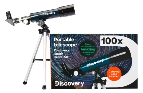 Телескоп Levenhuk Discovery Spark Travel 50 с книгой,  2