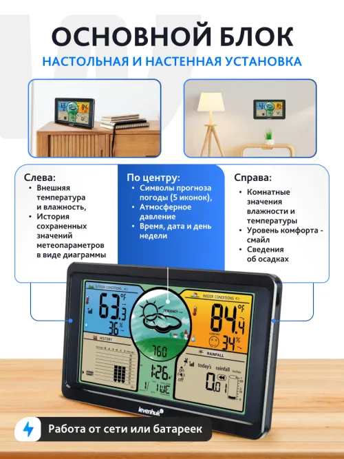 Метеостанция Levenhuk Wezzer PLUS LP70,  16