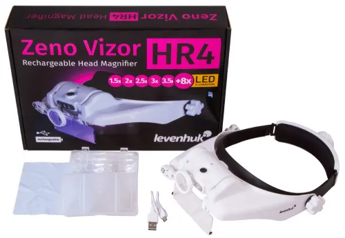 Лупа налобная с аккумулятором Levenhuk Zeno Vizor HR4,  2