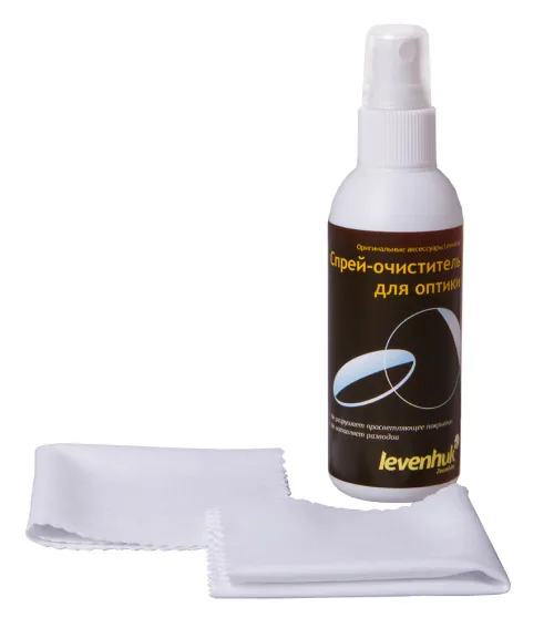 Набор для ухода за оптикой Levenhuk (2 салфетки 15x15 см, спрей 95 мл),  4